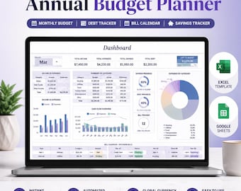 Plantilla definitiva de presupuesto anual / Excel y Google Sheets / Presupuesto mensual, seguimiento de facturas y deudas, Google Sheets