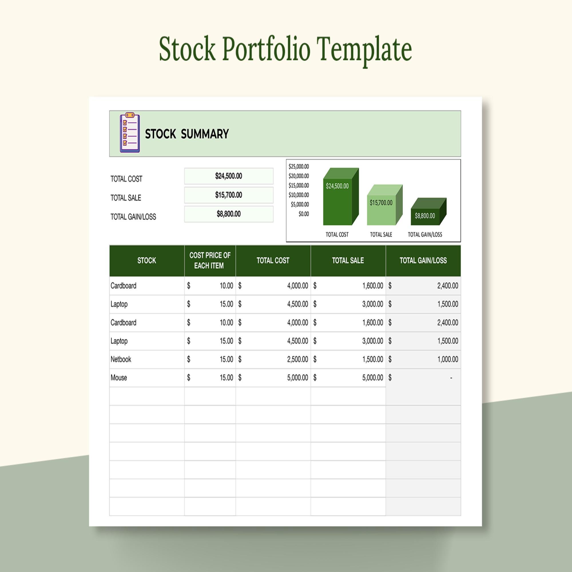 Stock Portfolio Template | Excel & Google Sheets | Investment Tracker ...