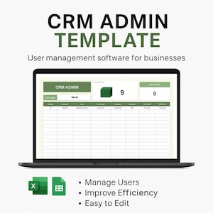 CRM Admin Template Excel & Google Sheets | Customer Management, Sales Tracker, Client Database, Contact Log, Business Organizer Digital