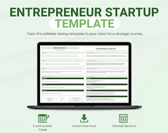 Entrepreneur Startup Template Excel & Google Sheets | Business Plan, Financial Tracker, Goal Planner, Small Business Toolkit