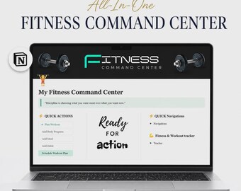 Notion Fitness Planner Template, Workout Tracker Dashboard, Nutrition Planner, Habit Tracker, Fitness Journal, Health Goal System