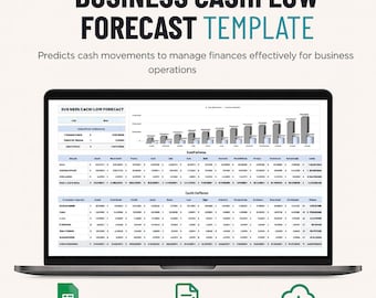 Business Cashflow Forecast Template Excel & Google Sheets | Small Business Finance Tracker | Cash Flow Projection Planner