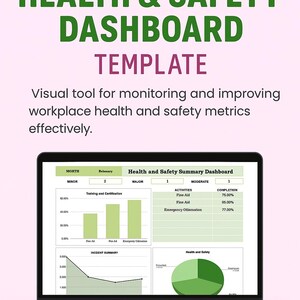 Health and Safety Dashboard Template Excel & Google Sheets | Workplace Incident Tracker | Risk, Compliance, KPI Monitoring Sheet