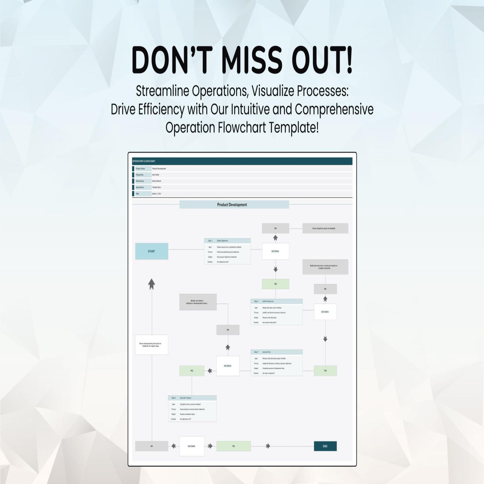 Operation Flowchart Template Excel Google Sheets Interactive Process ...