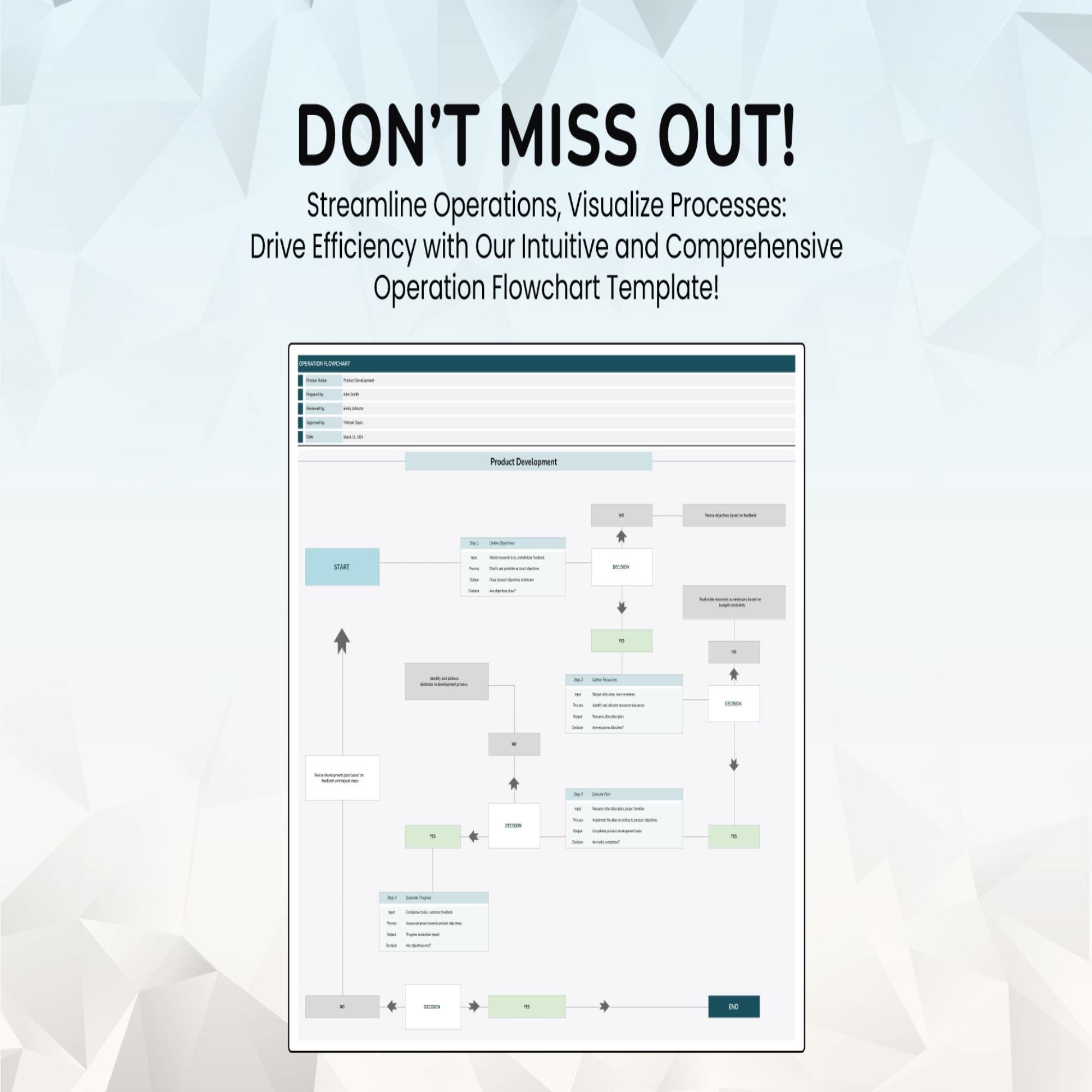 Operation Flowchart Template Excel Google Sheets Interactive Process ...