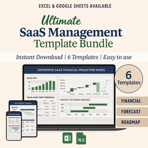 Sasm-Manager-Vorlagen-Bundle | Haushaltsprojektion Sasa-Modell | Haushaltsblatt | Saas KPI-Dashboard | Excel Google Sheets