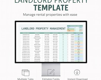 Landlord Property Management Template Excel & Google Sheets | Rental Income, Expense and Tenant Tracker Dashboard