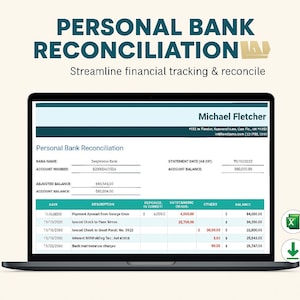 Personal Bank Reconciliation Template | Excel & Google Sheets | Checkbook and Transaction Tracker | Finance Spreadsheet