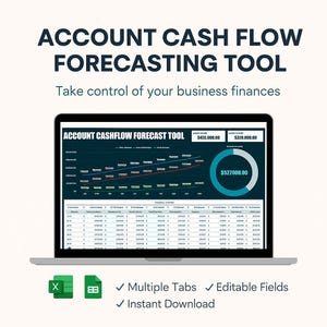 Account Cashflow Forecast Excel & Google Sheets Template – Monthly Business Cash Flow Projection Forecasting Tool Digital Download