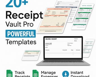 20+ Receipt Vault Pro Templates Excel | Expense Tracking and Digital Receipt Organizer Spreadsheets
