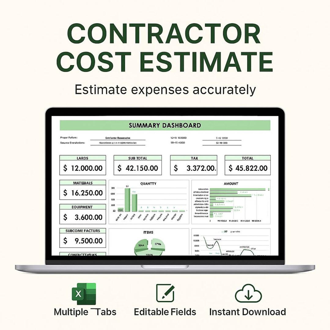 Contractor Cost Template | Construction Expense Tracker Excel | Project ...