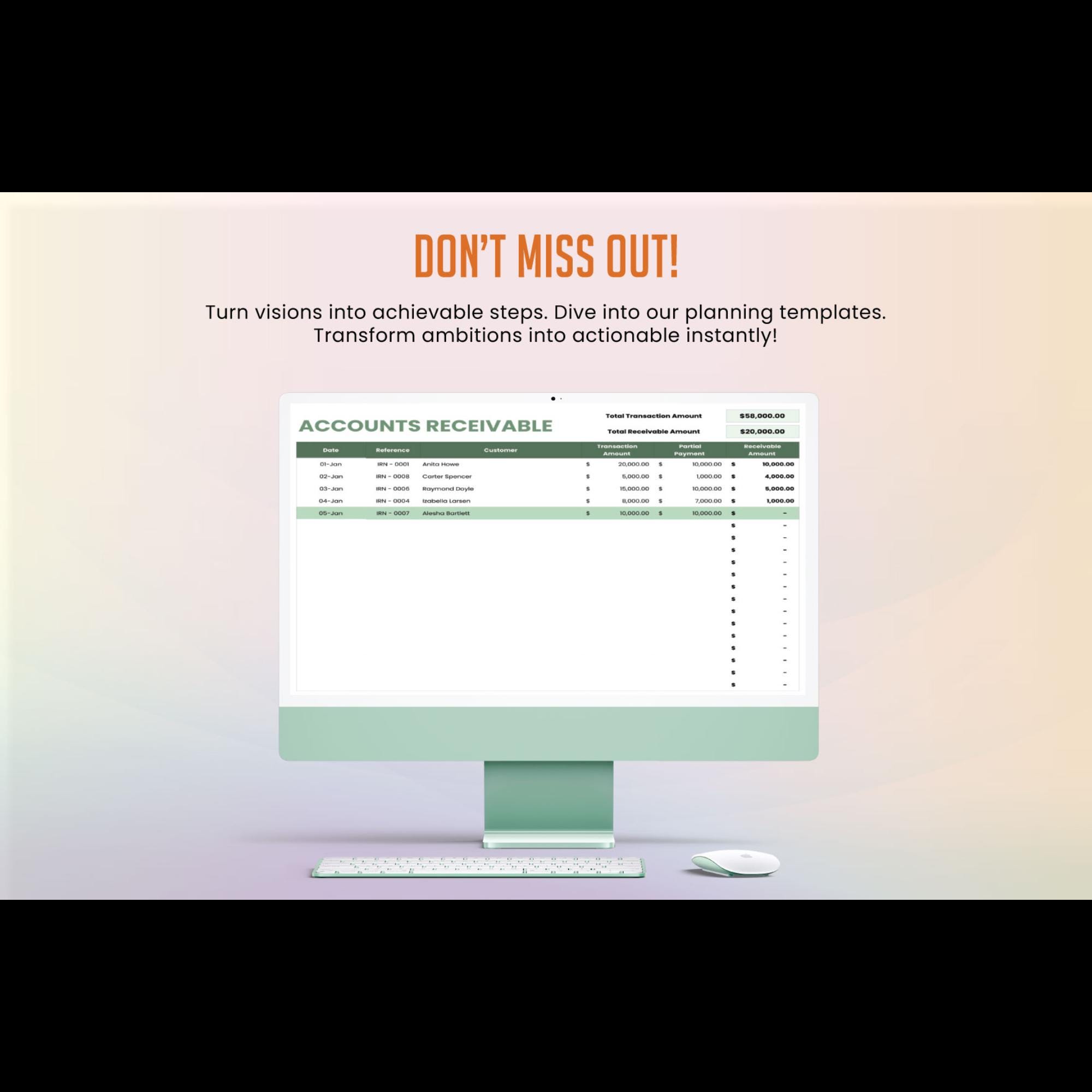 Accounts Receivable Template Excel Google Sheets – AR Ledger, Invoice ...