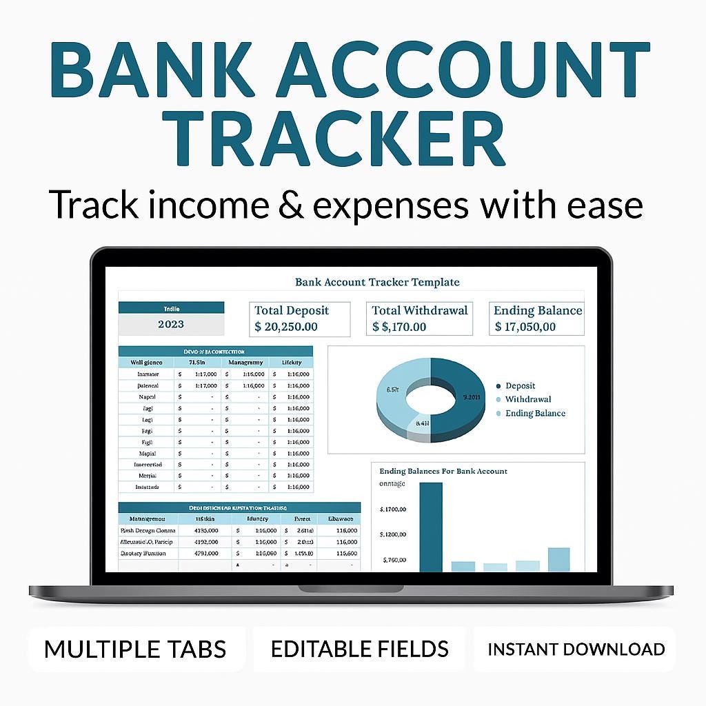Bank Account Tracker Template Excel Google Sheets – Transaction Log ...