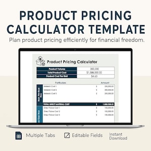 Product Pricing Calculator Template – Excel & Google Sheets Product Costing Spreadsheet for Material, Labor, Overhead and Profit Margin
