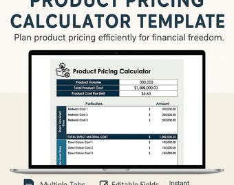 Product Pricing Calculator Template – Excel & Google Sheets Product Costing Spreadsheet for Material, Labor, Overhead and Profit Margin