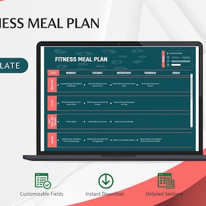 Mall för träningsmatplan i Excel och Google Sheets | Träningskostplanerare, makrospårare, veckovis måltidsförberedelse, näringsöversikt