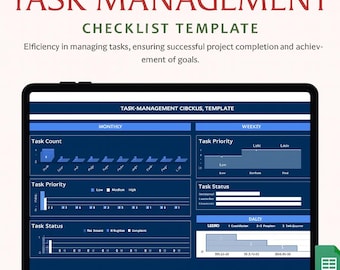 Task Management Checklist Template Excel & Google Sheets | To-Do List Tracker, Productivity Planner, Project Task Organizer