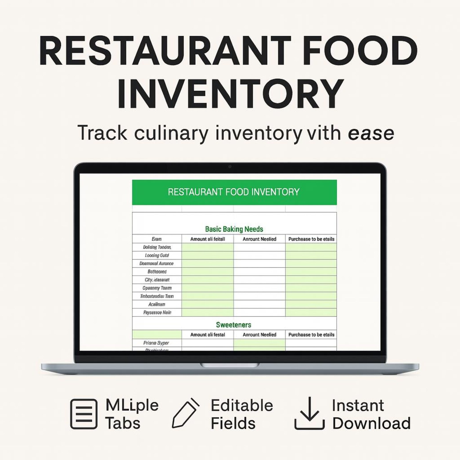restaurant food inventory template | toast Images High... Restaurant Food Inventory Template | Excel & Google Sheets Stock ...