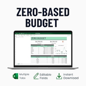 Zero-Based Budget Template Excel | Monthly Income Expense Tracker | Google Sheets Budget Spreadsheet | Personal Finance Planner Tool