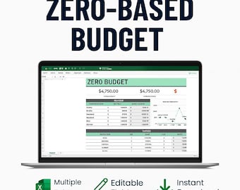 Zero-Based Budget Template Excel | Monthly Income Expense Tracker | Google Sheets Budget Spreadsheet | Personal Finance Planner Tool