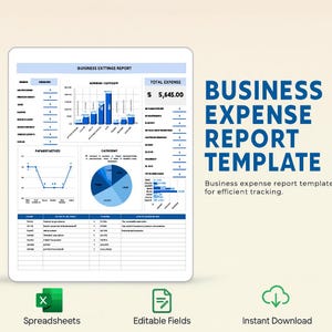Business Expense Report Template Excel & Google Sheets | Small Business Expense Tracker | Reimbursement and Budget Spreadsheet