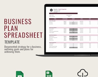 Business Plan Spreadsheet Template | Small Business Budget Planner | Financial Dashboard | Startup Expense Tracker | Editable Excel