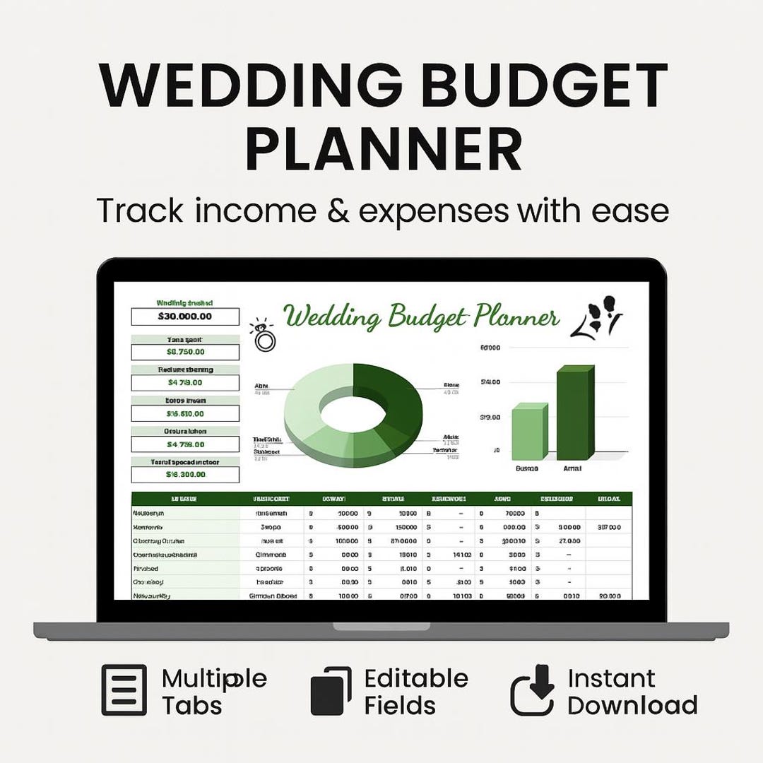 Wedding Budget Planner Excel Template | Bridal Expense Tracker ...