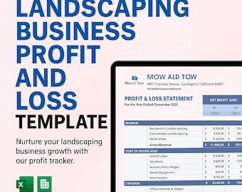 Landschafts Business Vorlage Excel & Google Sheets | Rasenpflege-Planer, Kunden- und Ausgaben-Tracker-Spreadsheet