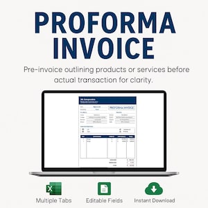 Proforma Invoice Template Excel & Google Sheets | Business Billing Template | Editable Commercial Invoice | Export Invoice Spreadsheet Tool