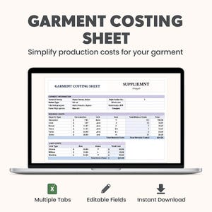 Garment Costing Sheet Template Excel & Google Sheets | Apparel Production Cost Calculator | Fashion Manufacturing Cost Tracker