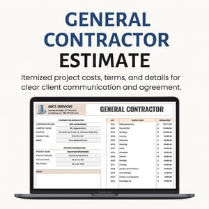 Generalunternehmer Kostenvoranschlag Vorlage Excel Google Sheets • Kontragerangebotsrechner • Projektkostentabelle
