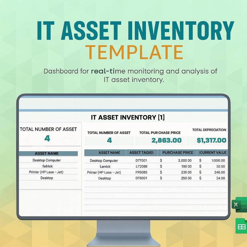 IT Assets Inventory Template | Hardware Software Tracker | IT Equipment ...