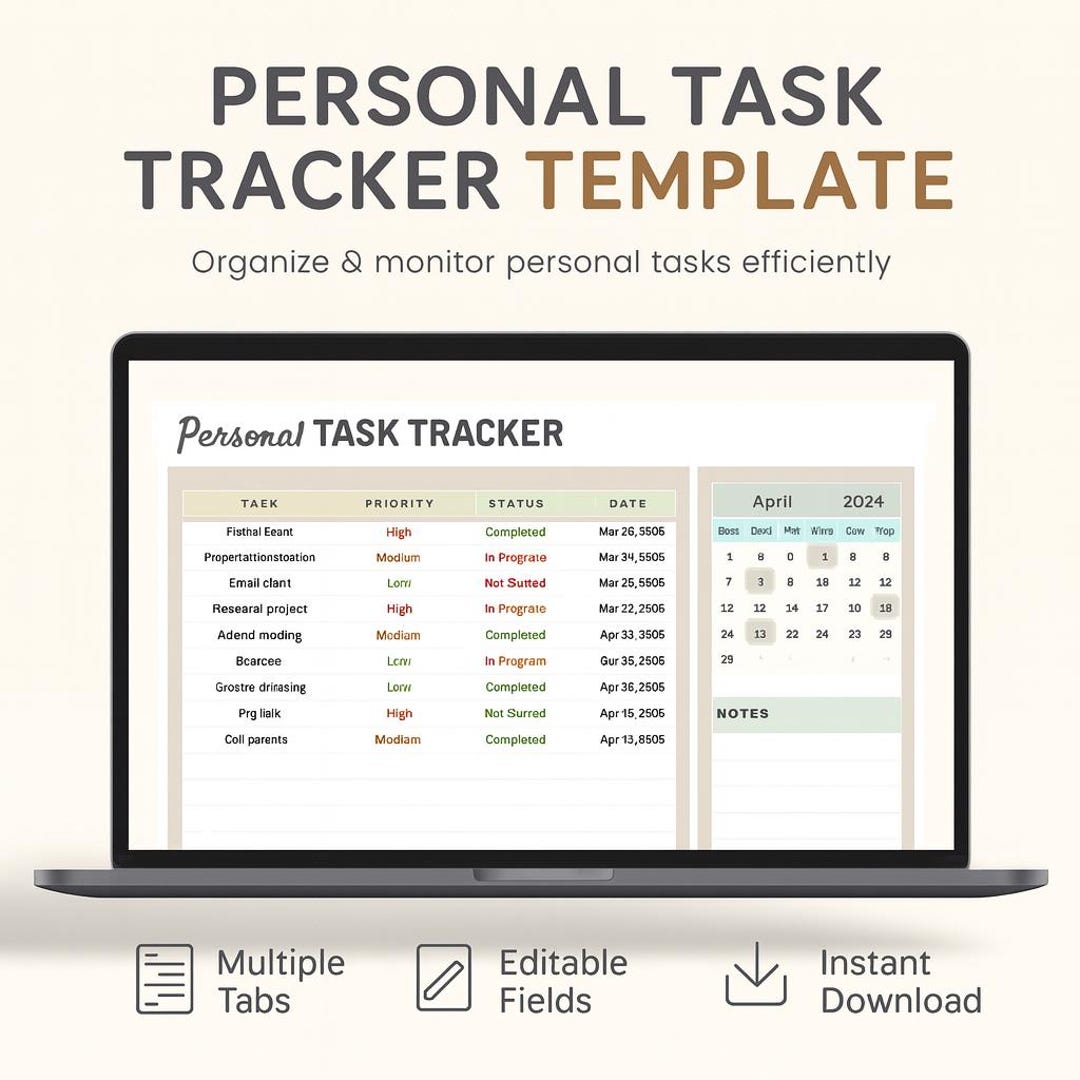 Personal Task Tracker Template | To-do List & Daily Planner ...