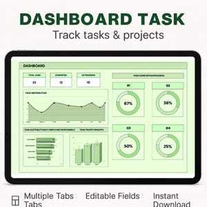 Dashboard Task Template Excel Google Sheets – Task Management, To‑Do Tracker, Progress Dashboard & Team Planner