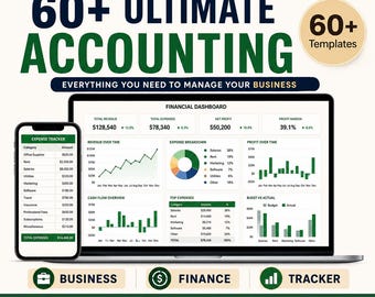 60+ Ultimate Accounting Template Bundle | Excel & Google Sheets | Bookkeeping, Invoicing, Financial Management Tools And More