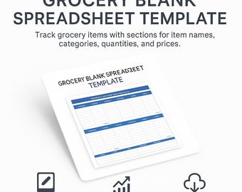 Blanco spreadsheet voor boodschappen | Sjabloon voor boodschappenlijst | Shoppingplanner | Excel en Google Spreadsheets | Afdrukbare boodschappenlijst | Digitale download