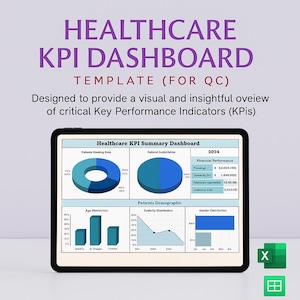Healthcare KPI Dashboard Excel Google Sheets Template | Medical Performance Tracker | Hospital Metrics Dashboard | Editable Spreadsheet