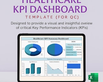 Plantilla de hoja de cálculo de Google para el panel de indicadores clave de rendimiento de atención médica (KPI) / Seguimiento del rendimiento médico / Panel de métricas hospitalarias / Hoja de cálculo editable