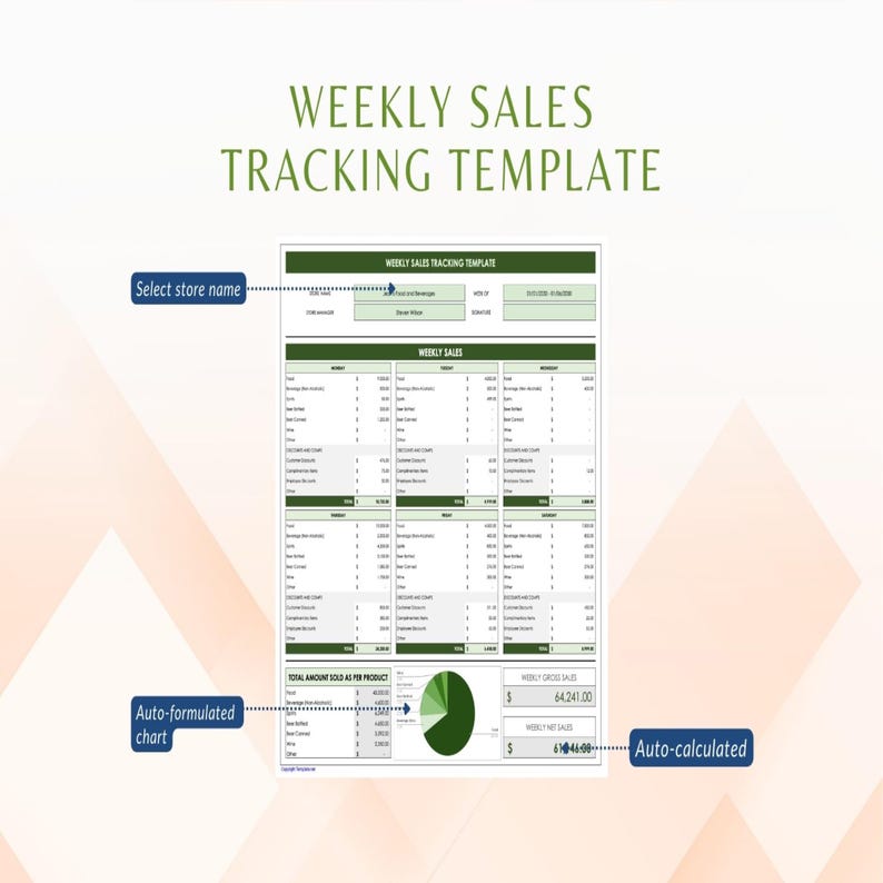 Weekly Sales Tracking Template – Excel & Google Sheets Weekly Revenue ...