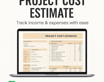 Project Cost Estimate Template Excel Google Sheets • Construction & Service Quote Calculator • Project Budget Bid Spreadsheet Form