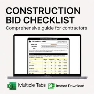 Construction Bid Checklist Template Excel Google Sheets Contractor Estimate Pre‑Bid Bidder Task Planner