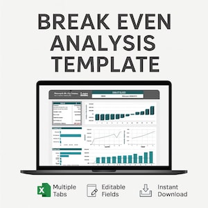 Breakeven Analysis Template Excel & Google Sheets | Business Cost Profit Calculator | Break Even Point Spreadsheet | Startup Budget Tool