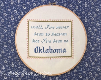 Oklahoma Cross Stitch Pattern, "Never Been to Spain" Lyrics by Three Dog Night