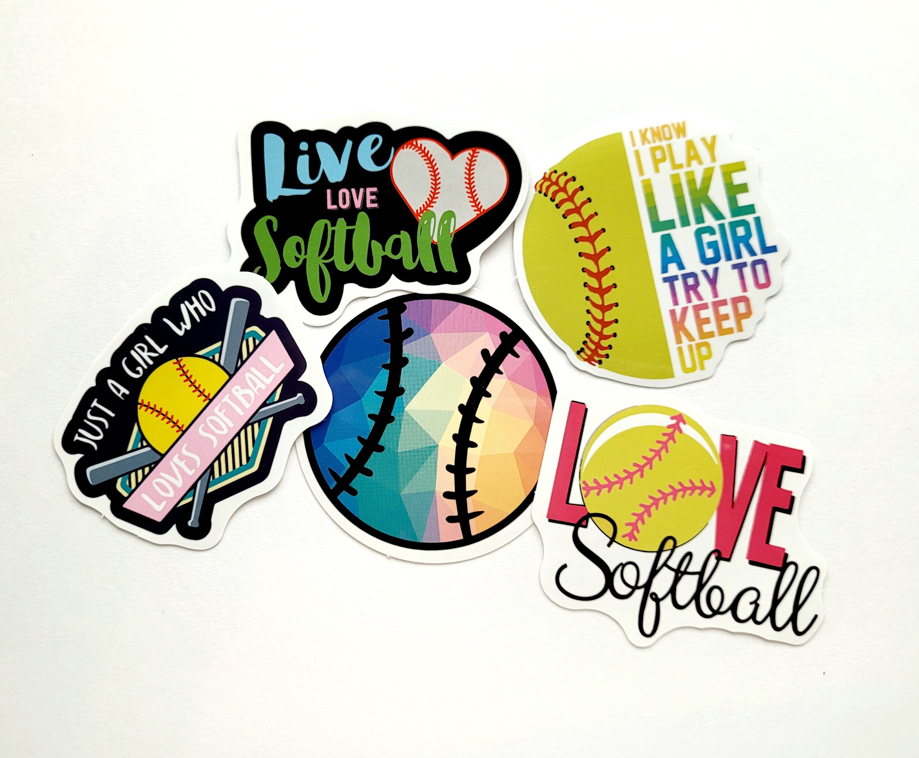 Softball Stickers Water Bottle Sticker Laptop Stickers PVC Vinyl