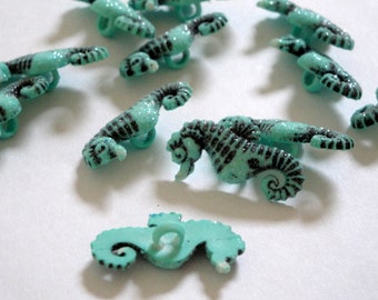 Seahorse Buttons 6pc. Glitter Sea Horse Buttons