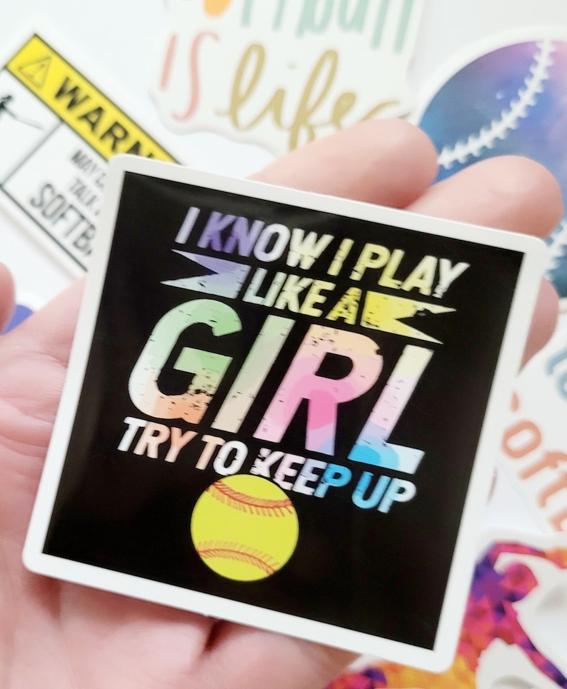 Softball Stickers Water Bottle Sticker Laptop Stickers PVC Vinyl