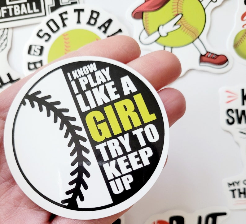 Softball Sticker Set Glossy Water Bottle Stickers Laptop Stickers PVC