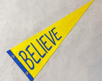 Believe Felt Pennant, Motivation Banner, Custom Quote Flag