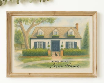 Custom House Portrait, Home illustration from Photo - Watercolour House Portrait, New House Gift, Watercolour Home Print - Digital Download