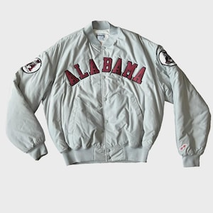 Vintage Alabama Crimson Tide Swingster Bomber Jacket Men's L Gray NCAA Patches USA